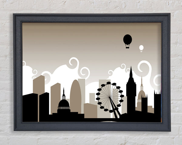 London City Outline Beige Framed Print