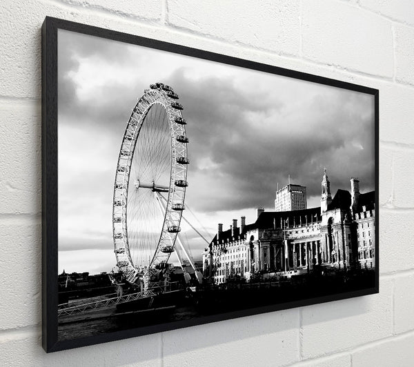 London Eye Clouds B n W