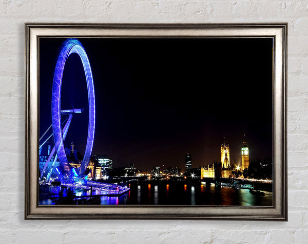 London Eye Blue Uk Framed Print