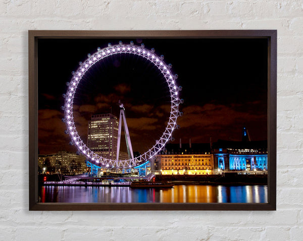 London Eye Water Lights Framed Print