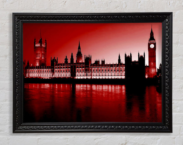 London Houses Of Parliament Red Framed Print