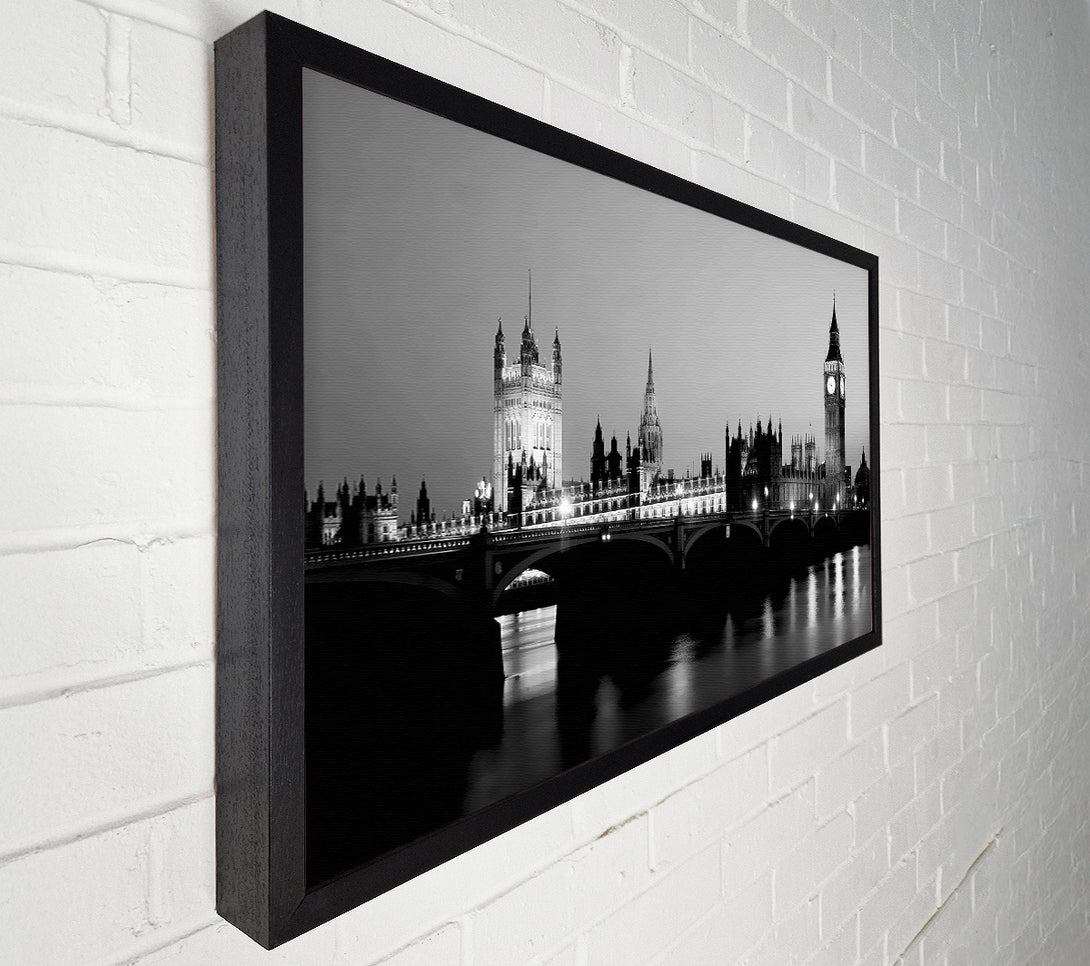 A Canvas Print of London Houses Of Parliament With Big Ben B n W Canvas Print