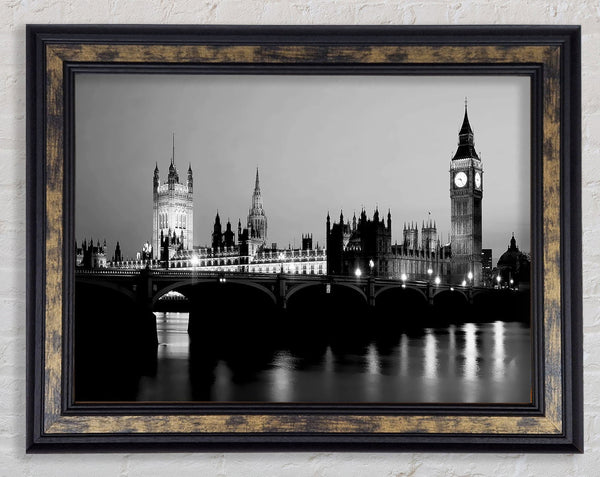 London Houses Of Parliament With Big Ben B n W