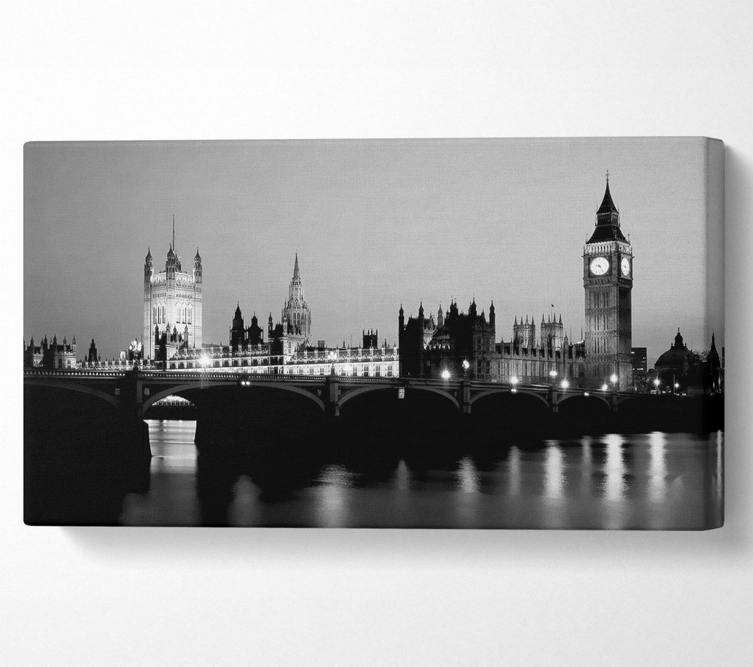  A Canvas Print of London Houses Of Parliament With Big Ben B n W Canvas Print