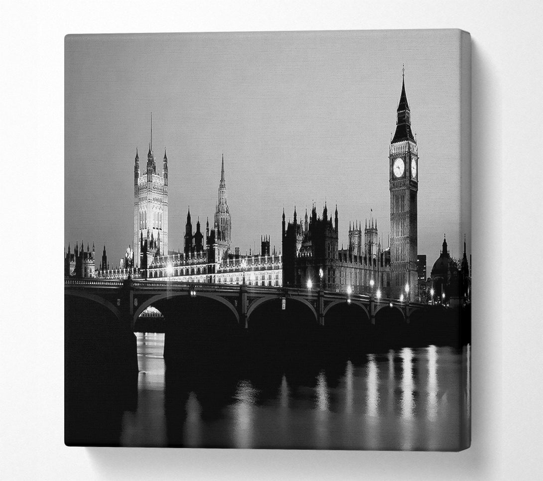  A Canvas Print of London Houses Of Parliament With Big Ben B n W Canvas Print