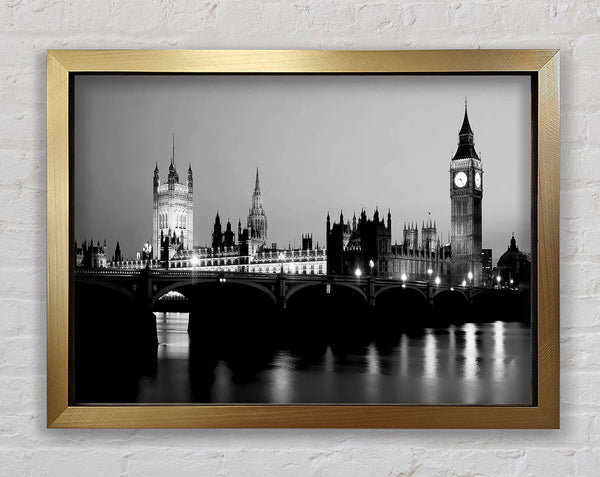 London Houses Of Parliament With Big Ben B n W Framed Print