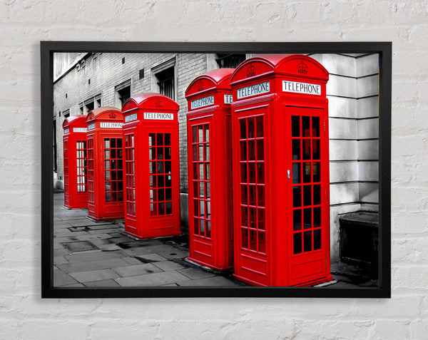 London Red Telephone Boxes Framed Print