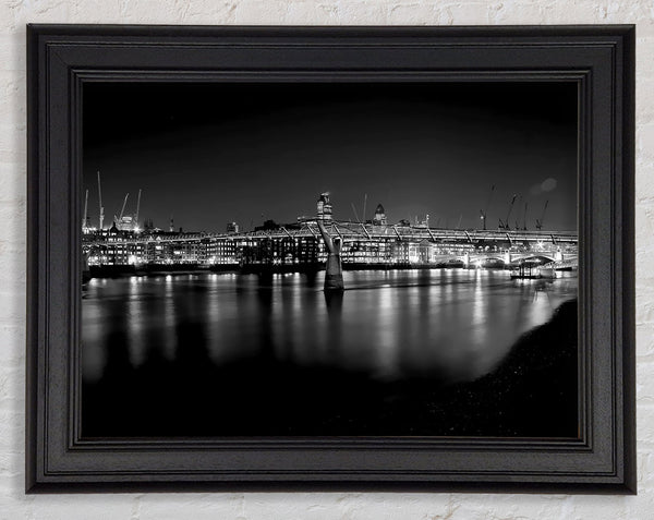 London Thames B n W Nights Framed Print