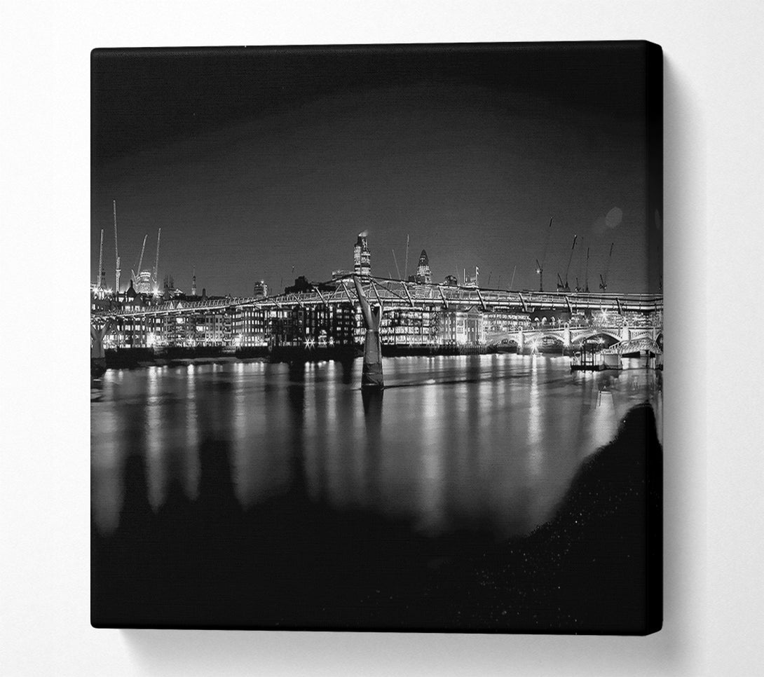  A Canvas Print of London Thames B n W Nights Canvas Print
