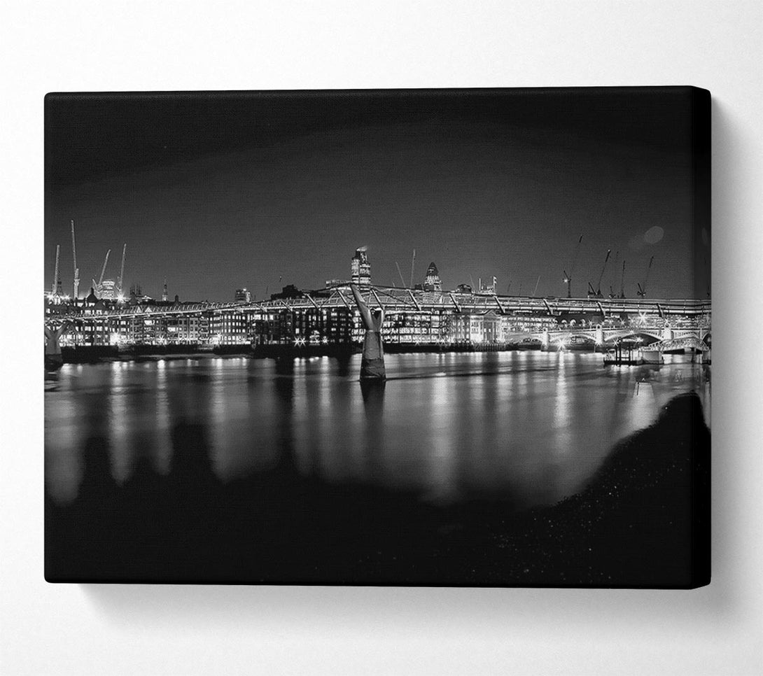  A Canvas Print of London Thames B n W Nights Canvas Print