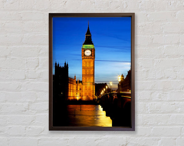 London Thames Reflection Of Big Ben Framed Print