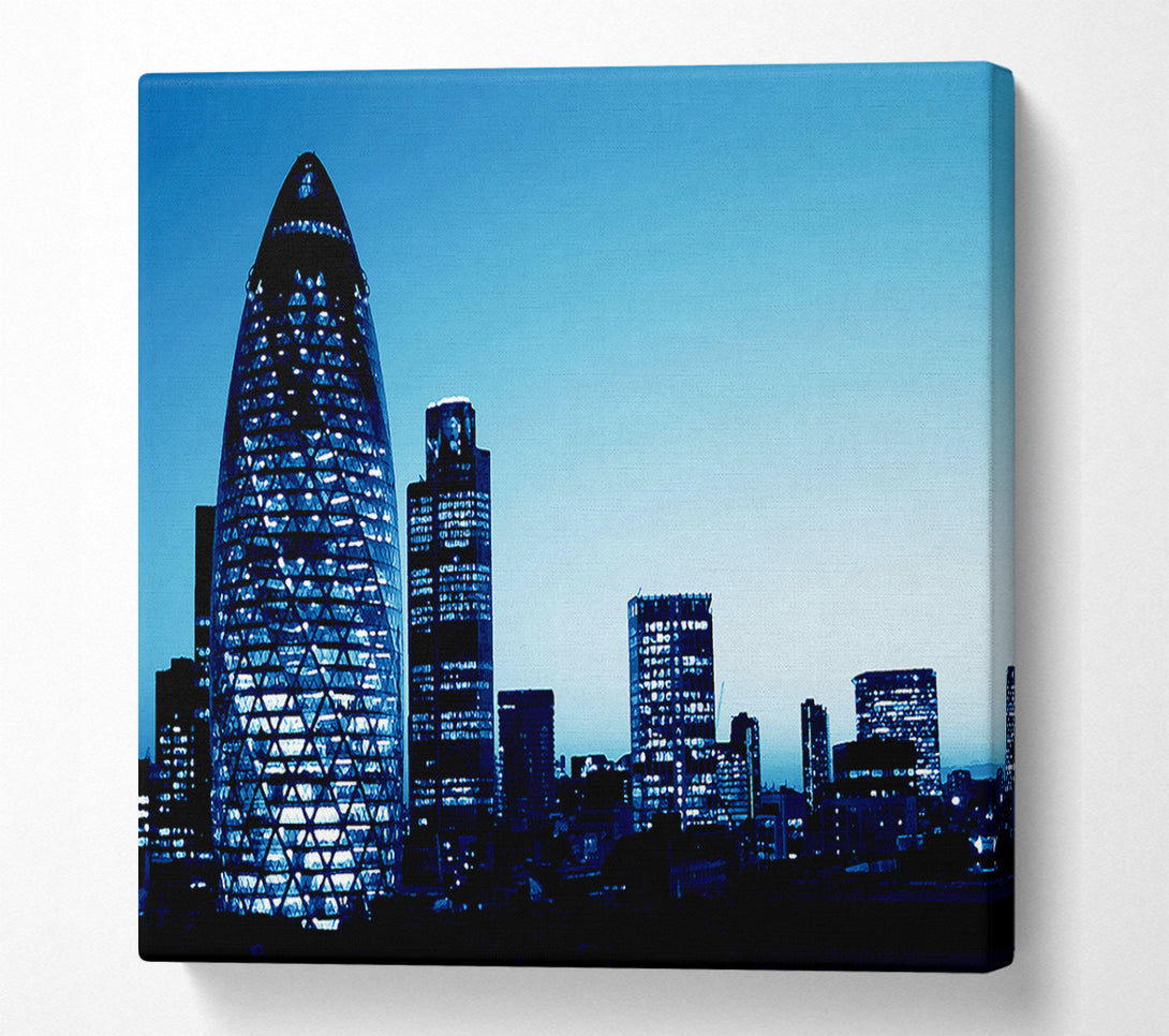  A Canvas Print of London The Gherkin Blue Cast Canvas Wall Art