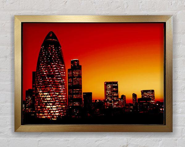 London The Gherkin Orange City Framed Print