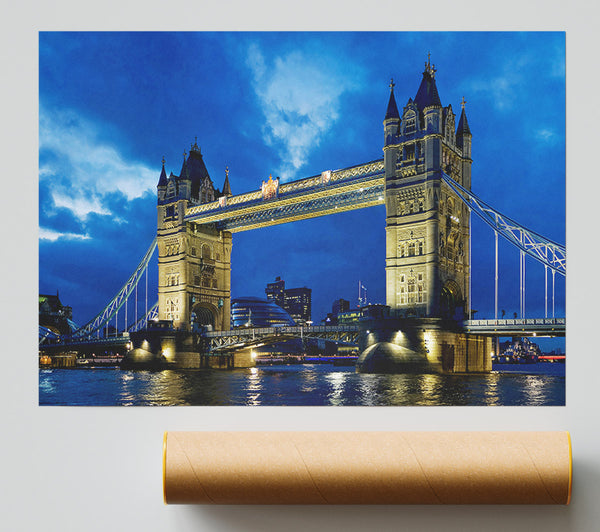 London Tower Bridge Blue Night Skys Giclee Print