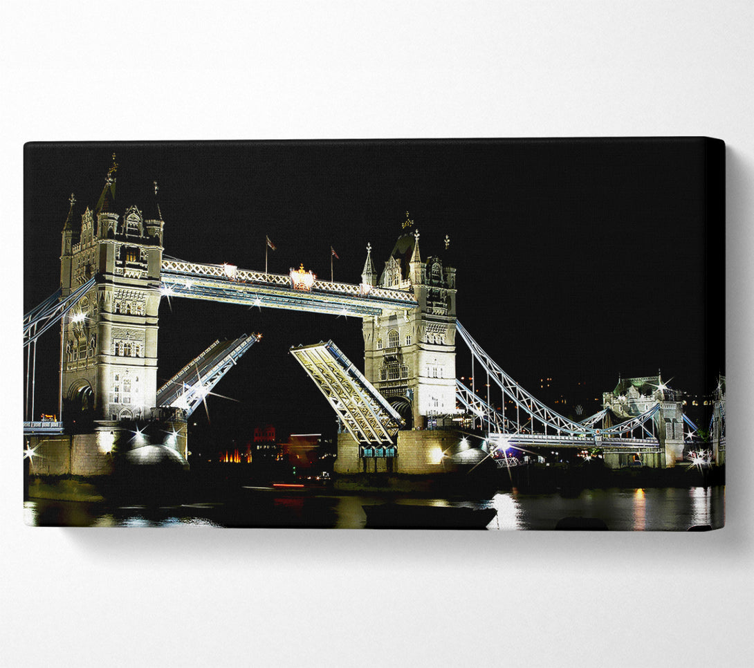  A Canvas Print of London Tower Bridge Night Opening Canvas Art
