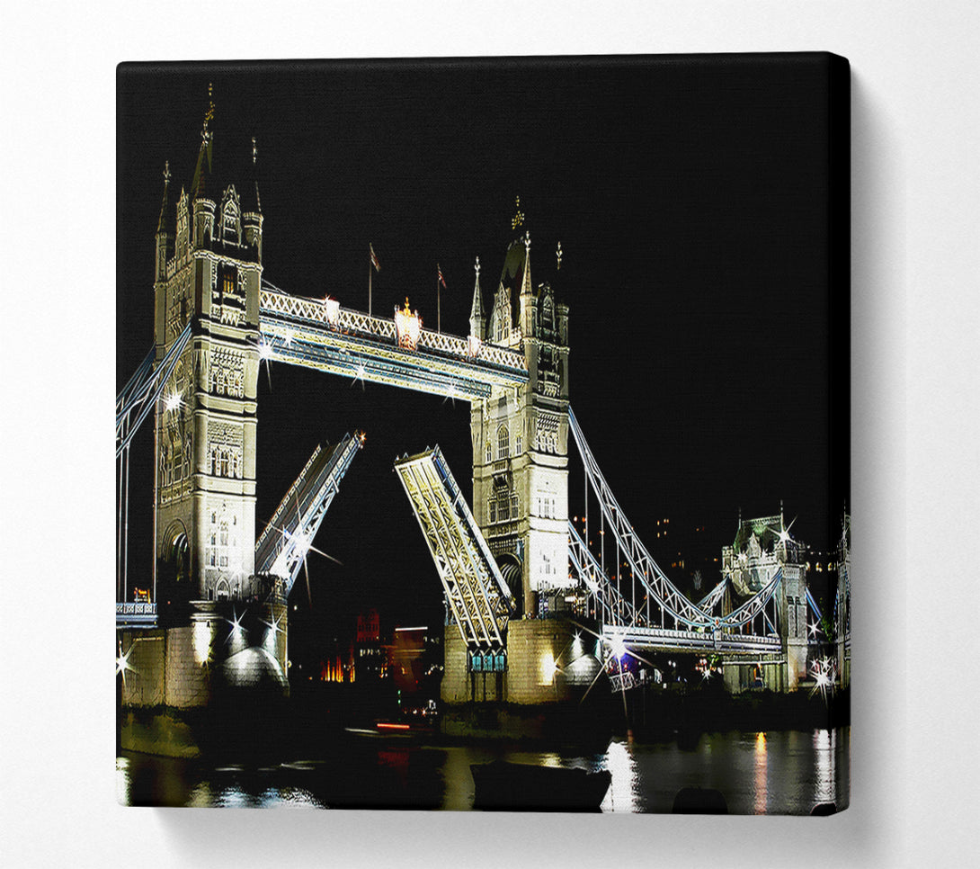  A Canvas Print of London Tower Bridge Night Opening Canvas Art