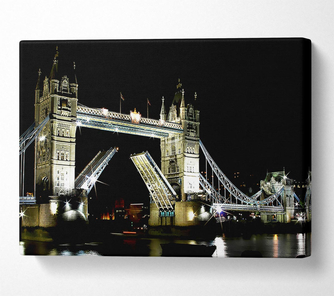  A Canvas Print of London Tower Bridge Night Opening Canvas Art