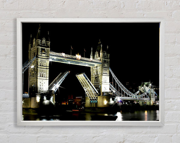 London Tower Bridge Night Opening Framed Print