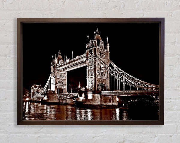 London Tower Bridge Retro Sepia Framed Print
