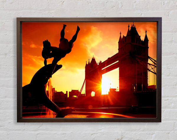 London Tower Bridge Statue Framed Print