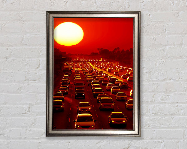 Los Angeles Highway Sun Blaze Framed Print