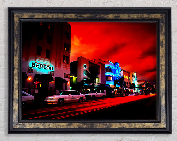 Los Angeles Red Glow Framed Print