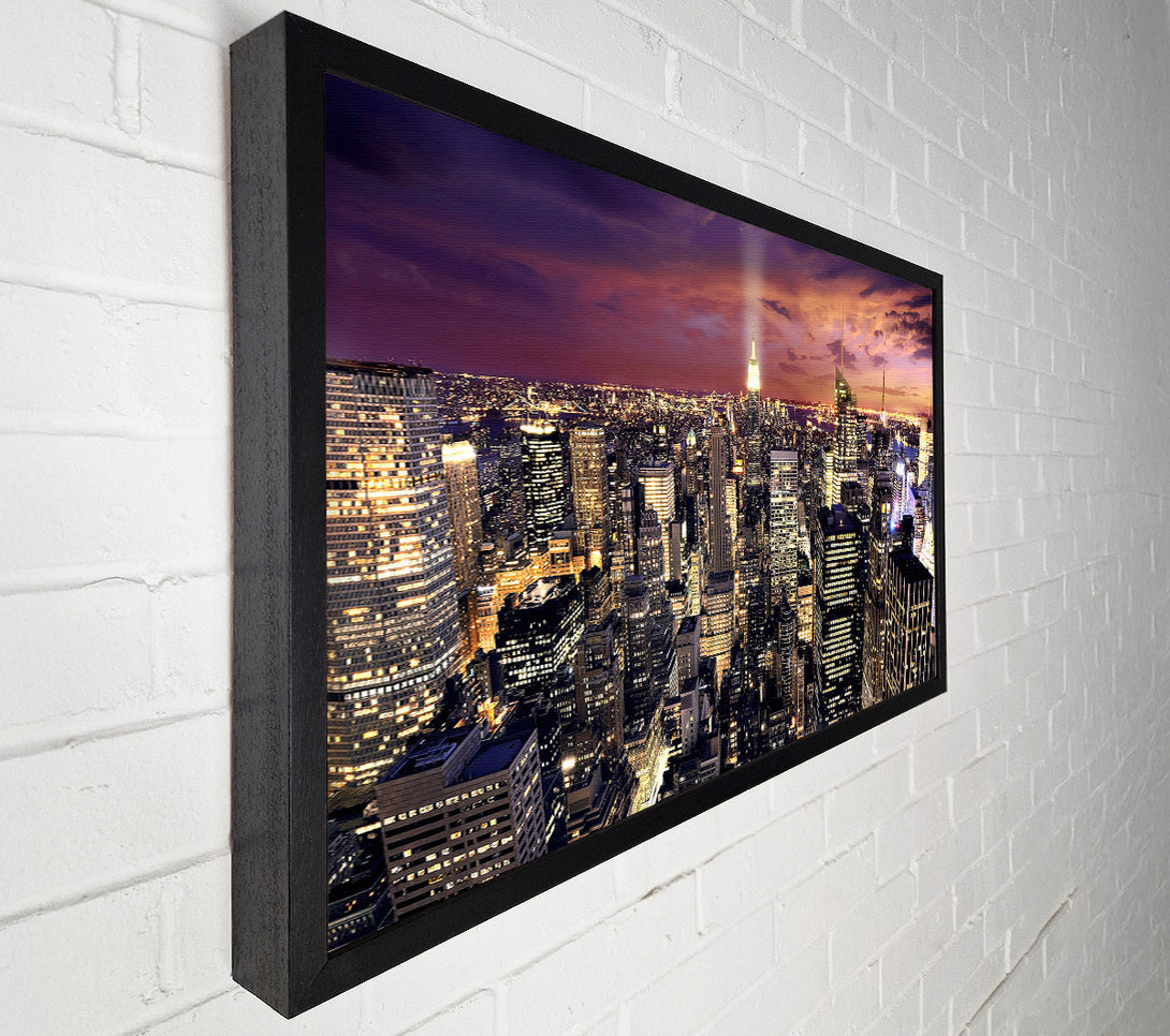  A Canvas Print of Manhattan Aerial View At Night Canvas Wall Art