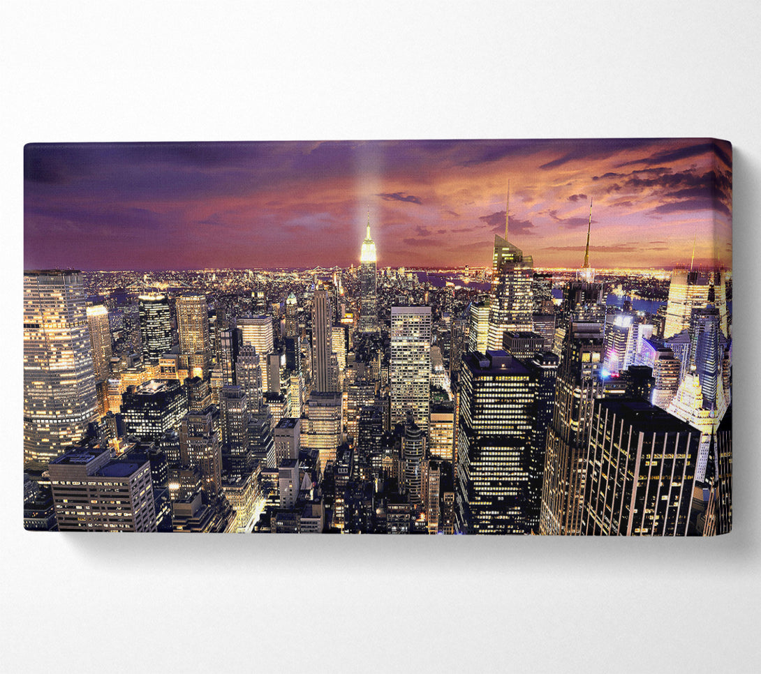  A Canvas Print of Manhattan Aerial View At Night Canvas Wall Art