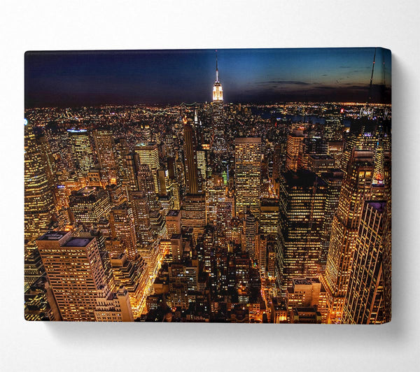  A Canvas Print of Manhattan Night Life Glow Canvas Wall Art