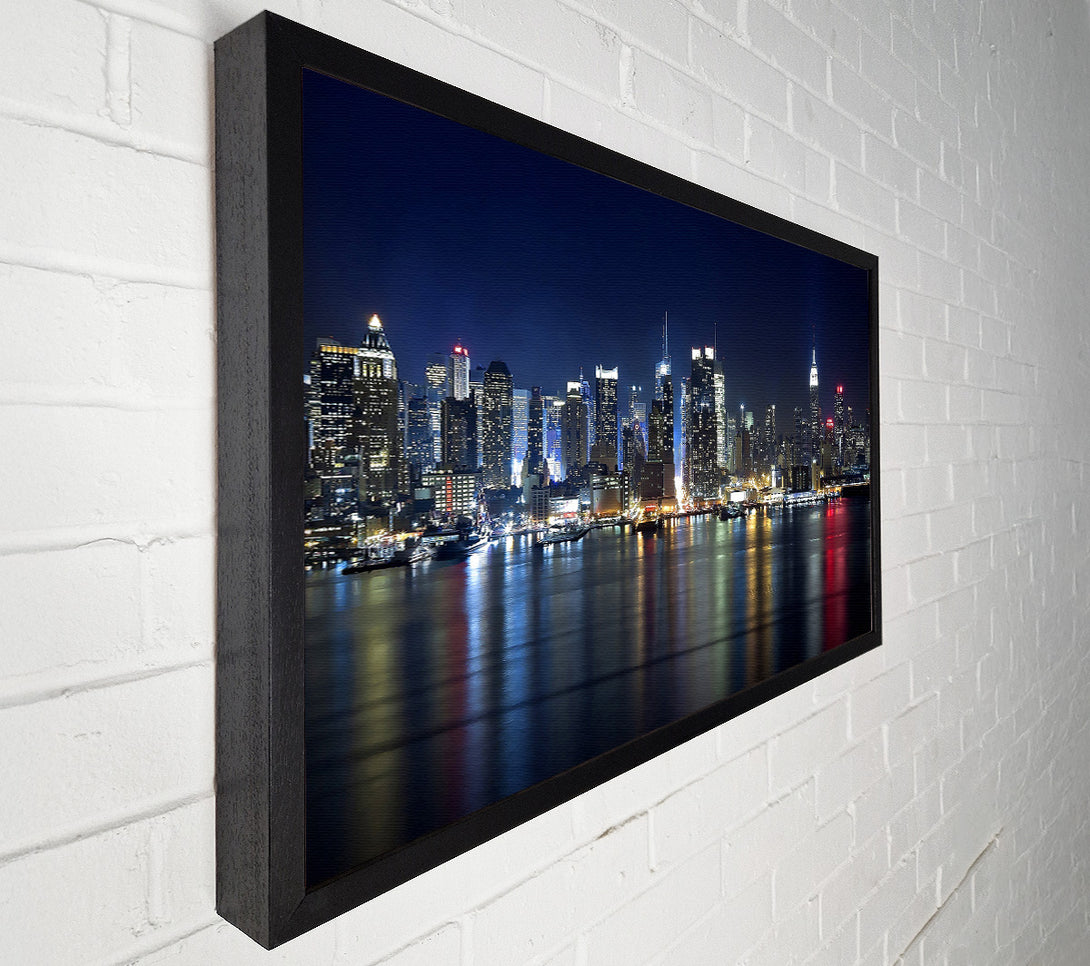  A Canvas Print of Manhattan Panorama At Night Canvas Print
