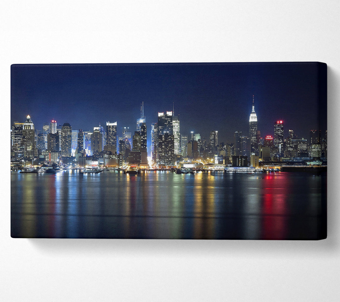 A Canvas Print of Manhattan Panorama At Night Canvas Print