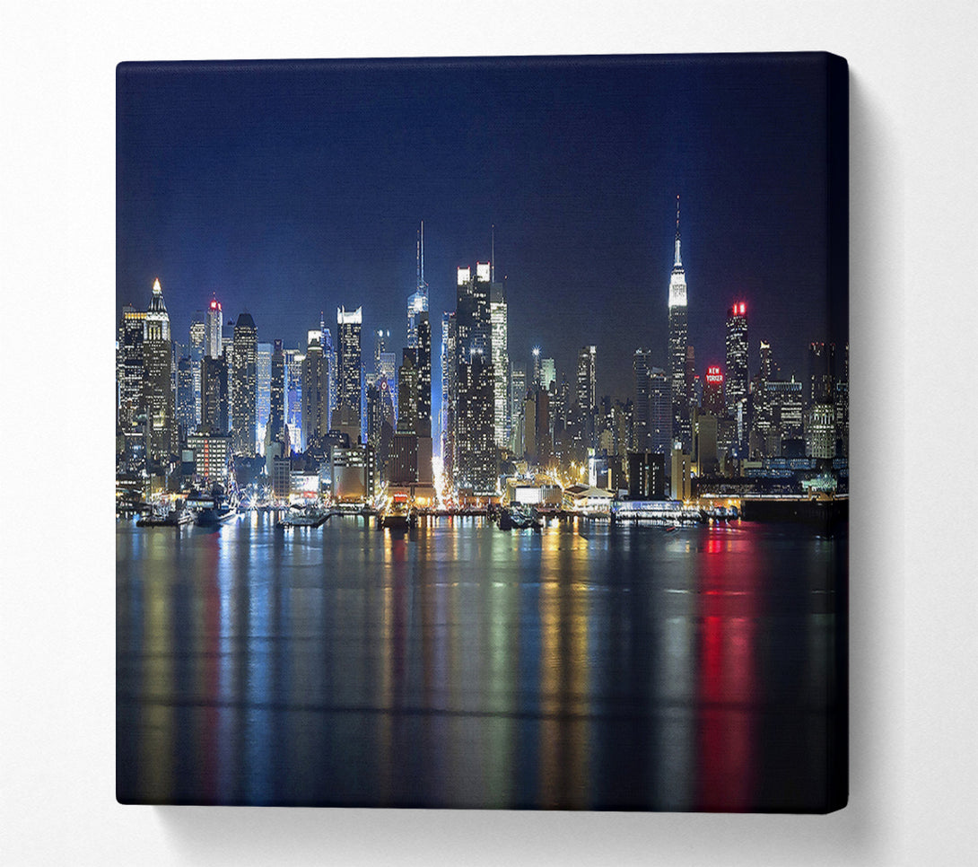  A Canvas Print of Manhattan Panorama At Night Canvas Print