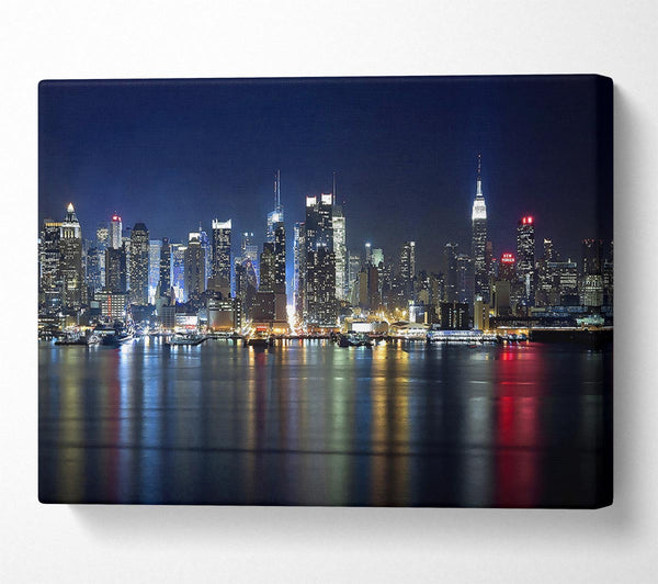  A Canvas Print of Manhattan Panorama At Night Canvas Print