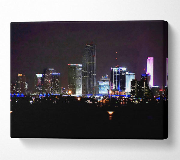  A Canvas Print of Miami City Lights Canvas Print