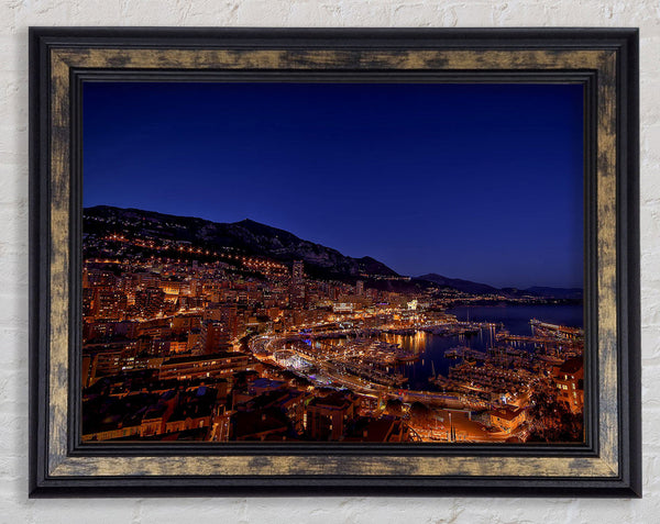 Monte Carlo Night Lights Framed Print