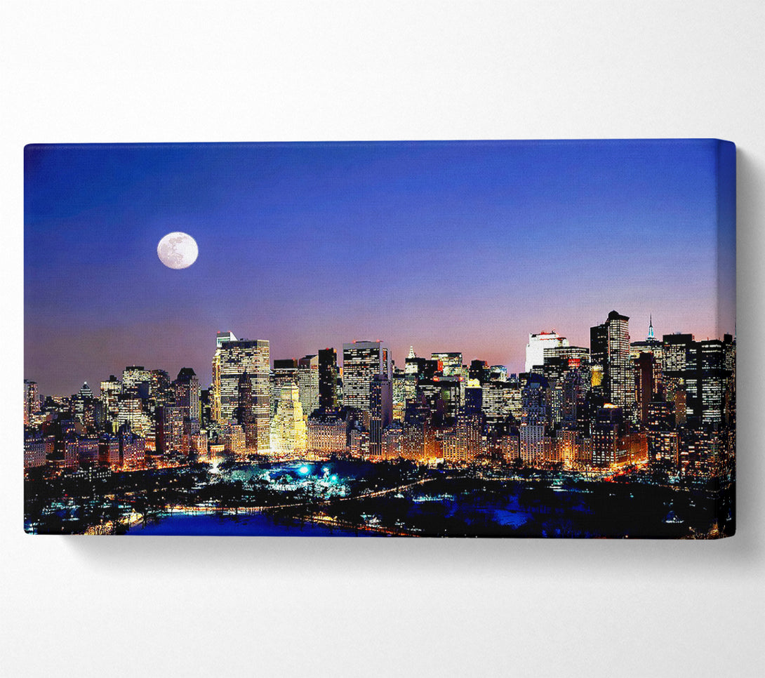  A Canvas Print of Moon Over Manhattan Canvas Print