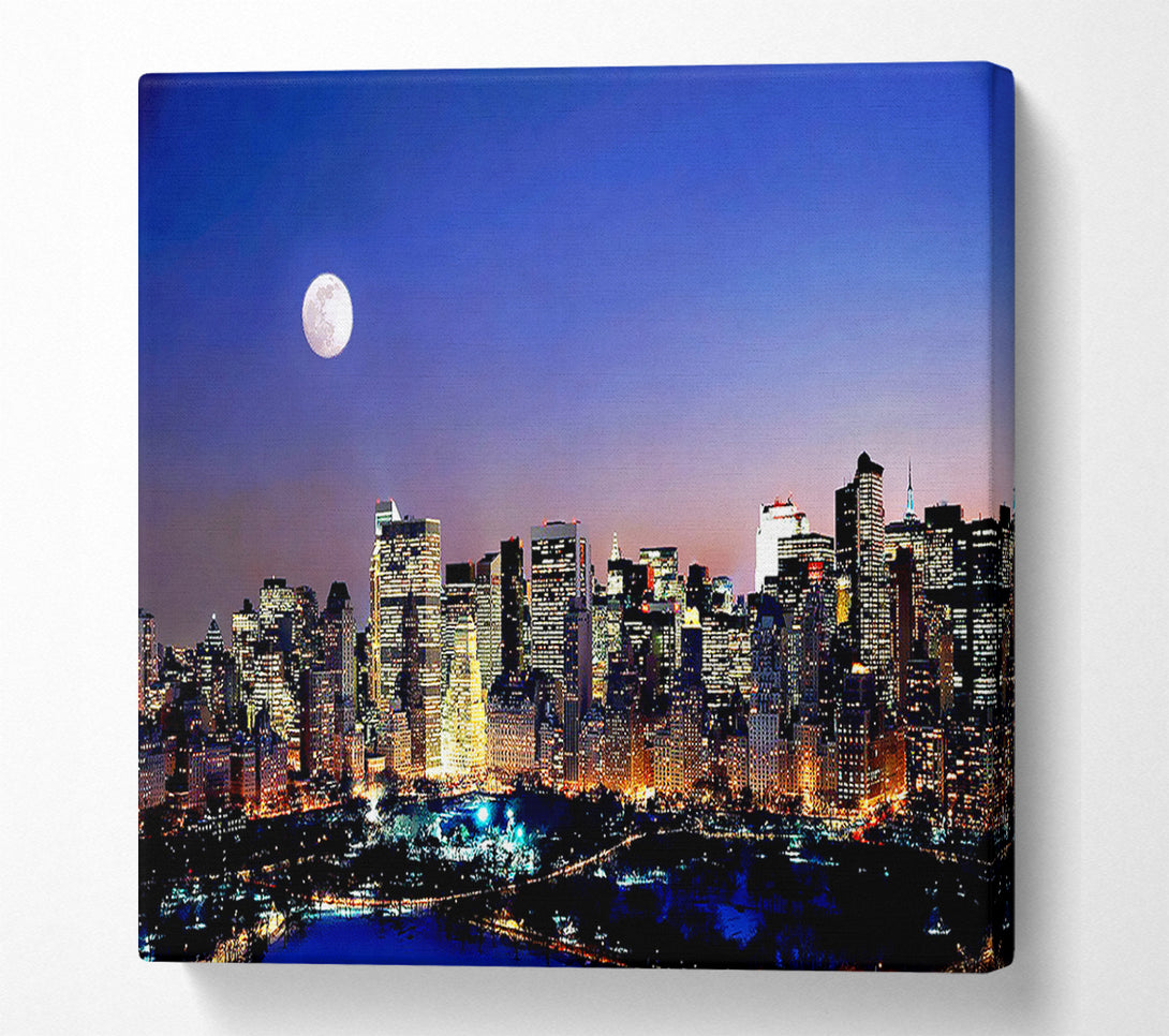  A Canvas Print of Moon Over Manhattan Canvas Print