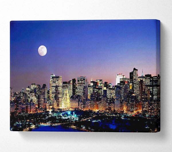  A Canvas Print of Moon Over Manhattan Canvas Print