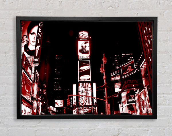 New York 5Th Avenue Red Framed Print