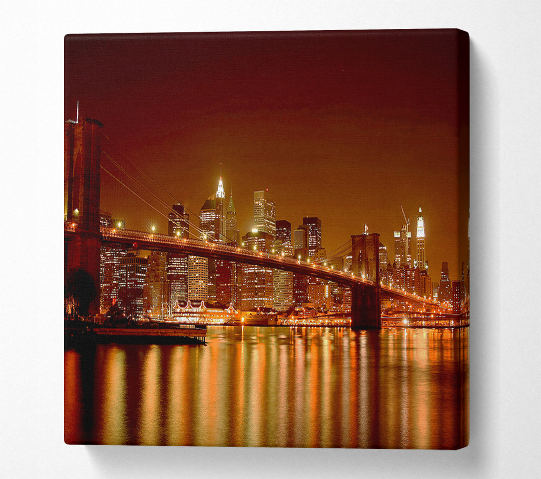  A Canvas Print of New York Bridge Glow Canvas Wall Art