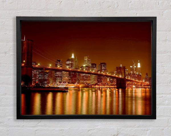 New York Bridge Glow Framed Print