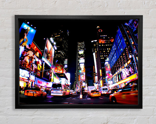 New York Broadway Yellow Cabs Framed Print