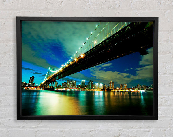 New York Brooklyn Bridge From Below Framed Print