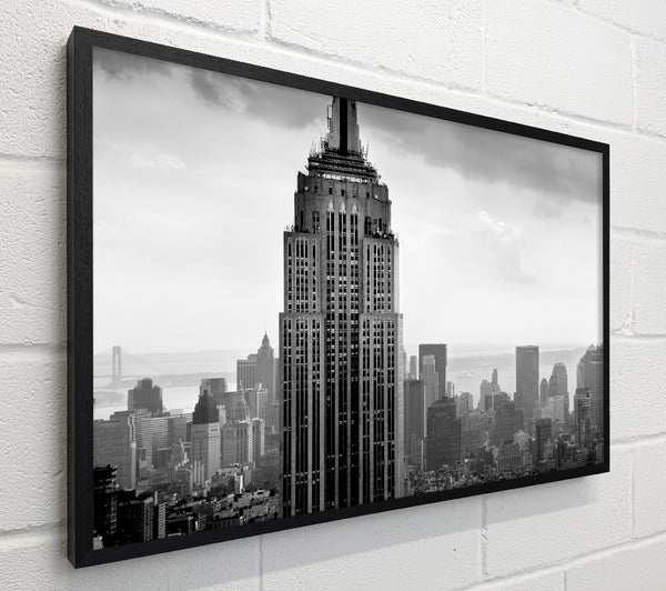 New York City Empire State B n W Skies