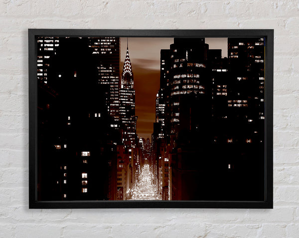 New York City 5Th Avenue Brown Framed Print
