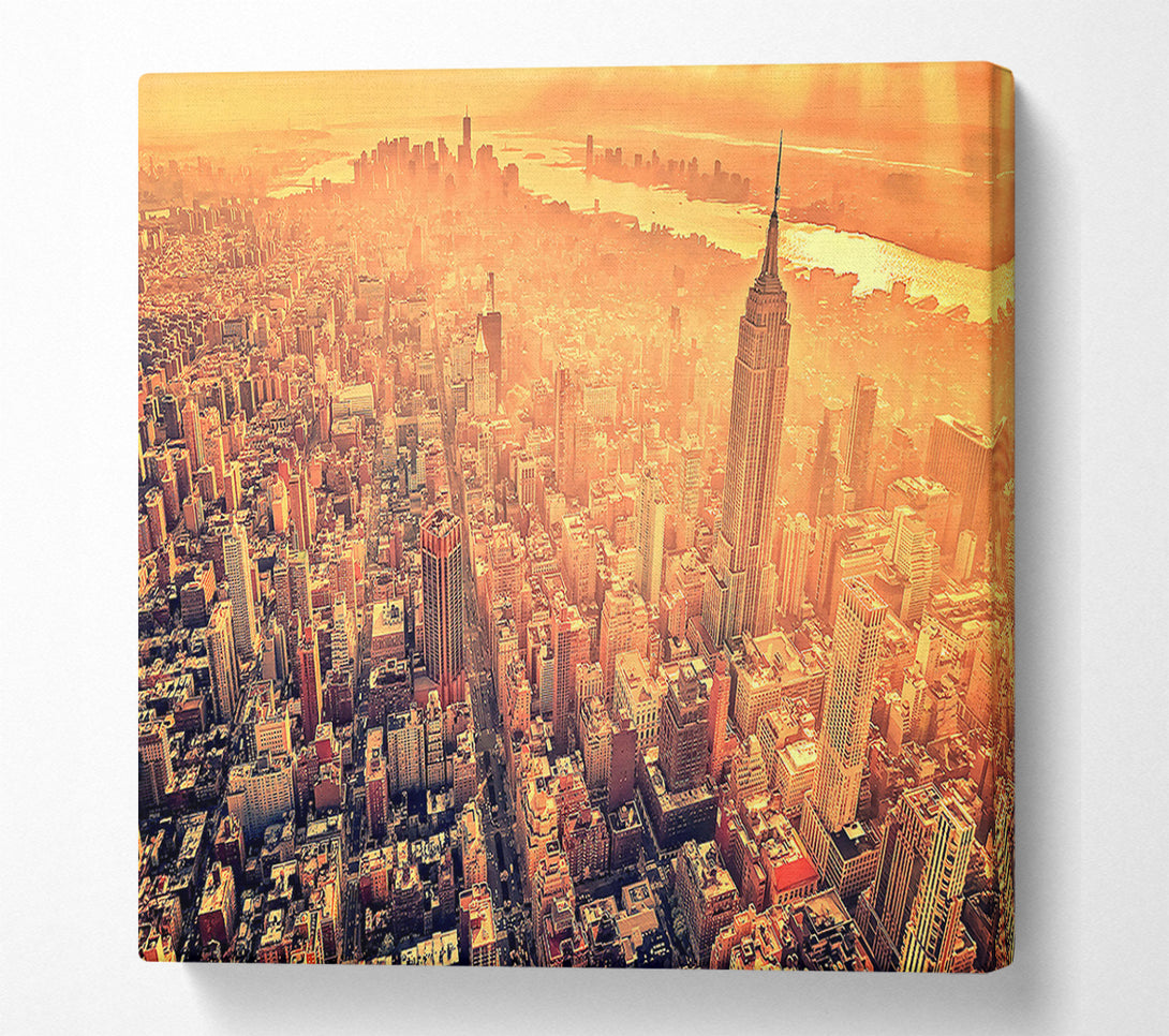  A Canvas Print of New York City Aerial View Retro Canvas Print