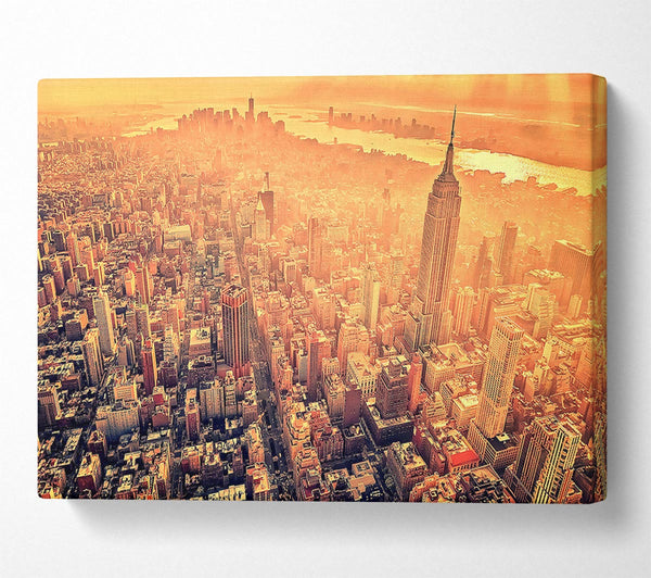  A Canvas Print of New York City Aerial View Retro Canvas Print