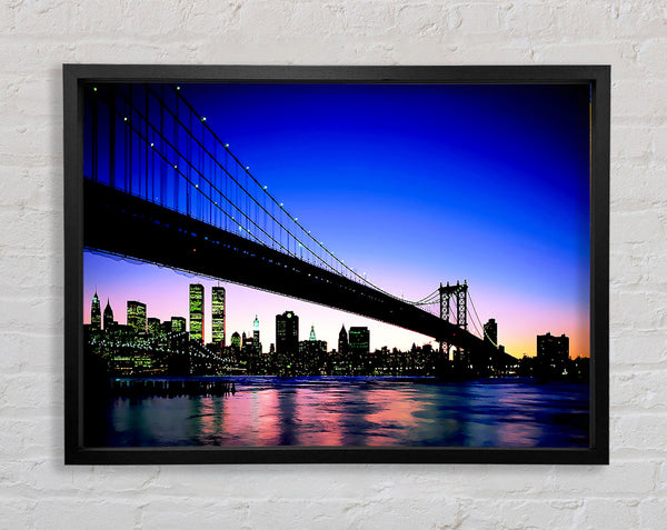 New York City Afar Blue Framed Print