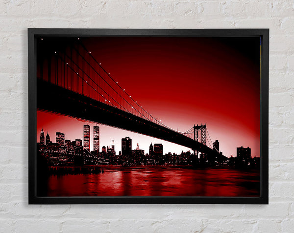 New York City Afar Red Framed Print