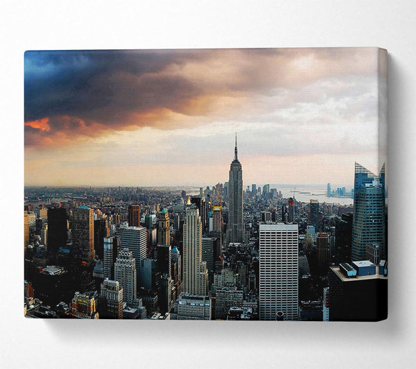  A Canvas Print of New York City As The Sun Comes Up Canvas Art